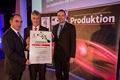 Proud winners: Dr Thomas Steffen, Rittal’s Managing Director, Research and Development (m.), Heiko Holighaus, Director of Pre-Development (r.) and developer Juan Carlos Cacho Alonso (l.) accepted the German Industry Innovation Award.